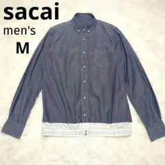 【美品】SACAI  デニムボタンダウンシャツ　ドッキング サイズ2