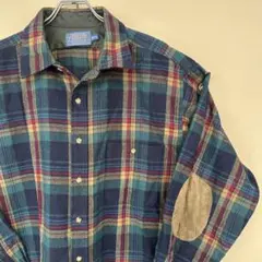 【80sペンドルトン】チェックシャツ　エルボーパッチ　XL　チェック