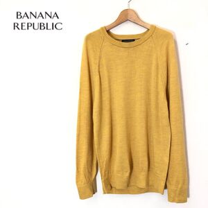 1K3140-F-N◆ 美品 ◆ banana republic バナナリパブリック ラグランニット セーター ◆ sizeXL ウール100 イエロー 古着 メンズ 秋冬