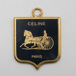 セリーヌ CELINE チャーム 盾型 GP ラッカー 濃紺 中古 [質イコー]