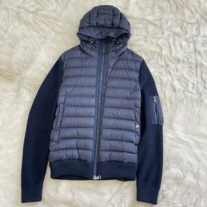 MONCLER/モンクレール ニット切替ダウンジャケット A9340 メンズ サイズL ネイビー 中古品 ◆　9182