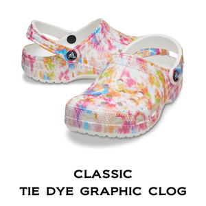 28cm クロックス クラシック タイ ダイ グラフィック クロッグ オレンジジング×マルチ Classic Tie Dye Graphic Clog M10W12 Orange Zing