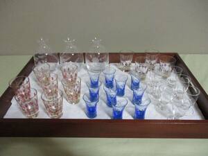 冷酒器セット（5種）一式 ： ガラス盃・グラス・ガラス徳利・硝子・ガラス細工・ガラス工芸