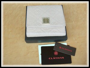 51255T 未使用 CLATHAS クレイサス フリーズ BOX二つ折り財布 ピンク 牛革 10×9.5cm 箱付 ウォレット