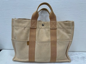 ☆1円スタート☆ HERMES エルメス ニューフールトゥMM トートバッグ ハンドバッグ バッグ キャンバス オレンジ A4収納可 ◆25326