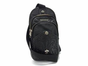 1円 ■美品■ CHROME HEARTS クロムハーツ レザー ボディバッグ ウエストバッグ メンズ ブラック系 BJ3885