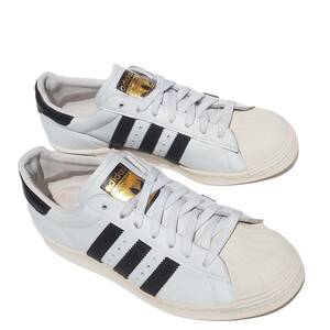 美品!! US 8 / 26cm 2013年製 初期復刻 adidas スーパースター 80s 白ｘ黒 天然皮革レザー SUPERSTAR 80s