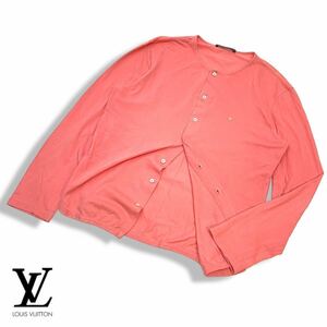 国内正規品 LOUIS VUITTON ルイ・ヴィトン L/S Logo T-shirt 長袖コットン トップス LV ワンポイント ロゴ Tシャツ M ピンク イタリア製