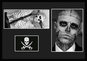 10種類!Rick Genest/リック・ジェネスト/Zombie Boy/ゾンビボーイ/刺青タトゥーモデル/証明書付きフレーム/BW/モノクロ/ディスプレイ(3-3W)