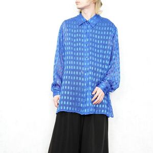 USA VINTAGE notations woman PATTERNED DESIGN SHEER SHIRT/アメリカ古着柄デザインシアーシャツ