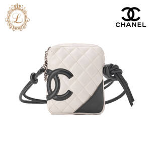 CHANEL シャネル カンボンライン マトラッセ カーフスキン 白×黒 チェーンショルダーバッグ（ゴールド金具）レディース【中古】【送料無