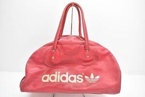 70s 80s ビンテージ adidas ボストンバッグ 白×赤 [希少][スポーツ][デカロゴ][アディダス][鞄][レトロ][当時物]