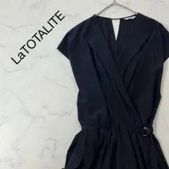 美品 LaTOTALITE 日本製 フレンチスリーブ ひざ丈 ワンピース