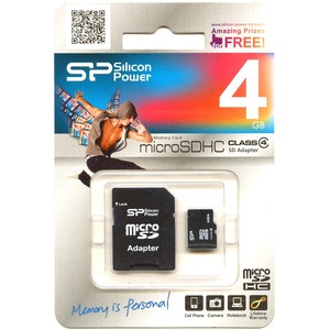 microSDHCカード【4GB】CLASS4 シリコンパワー SP004GBSTH004V10-SP【即決】Silicon Power マイクロSDHCカード★4710700392072 新品