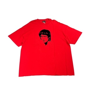【XXL】USA古着 ブルースリー BRUCELEE デザイン フロッキープリント Tシャツ レッド 2XL