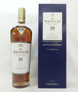 1000円スタート 酒 SCOTCH WHISKY MACALLAN HIGHLAND SINGLE MALT 18年 DOUBLE CASK 700ml 43％ マッカラン 未開栓 箱付 WHO 酒U507