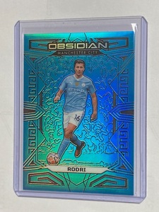 2023-24 Panini Obsidian Soccer Neon Blue Flood Electric Etch Base Rodri /15 ロドリ