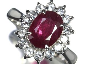 OL14292S初売り【1円～】新品【RK宝石】≪RUBY≫ 上質天然ルビー 大粒1.4ct 極上ホワイトサファイア 総計0.5ct K18WG 高級リング