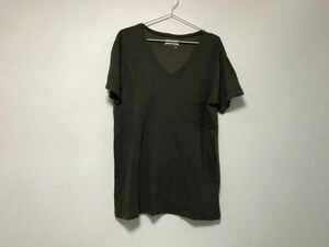 本物アナソルールANASOLULEコットンガーゼVネック半袖TシャツメンズサーフアメカジミリタリーストリートスケーターワークカーキXL日本製