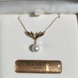 正規品 MIKIMOTO パール ネックレス K18 プチダイヤ付き JAL機内販売品 ミキモトのリーフレット付き フルケース 未使用品