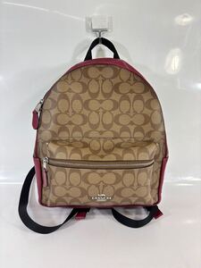 coach コーチ　リュック　バックパック　シグネチャー　pvc F32200 ピンク　ブラウン