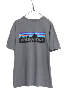 17年製 パタゴニア 両面 プリント 半袖 Tシャツ メンズ L / 古着 Patagonia アウトドア フィッツロイ P6 ボックスロゴ バックプリント 灰