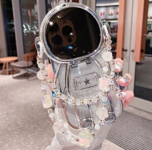 iPhone 14 Pro Max 3D 宇宙飛行士 レンズ付き カバー ケース 化粧鏡 デラックス ストラップ付き ②iPhone 14 iPhone 14 Pro iPhone 14 Plus