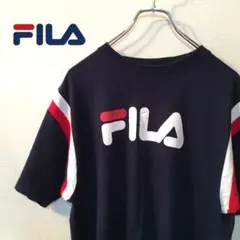 ★トレンド　FILA  ネイビー　デカロゴ　刺繍ロゴ　BTS  LLサイズ