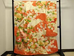 平和屋着物■豪華振袖　駒刺繍　雲取花車文　金彩　正絹　逸品　CAAJ8255ku