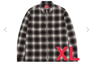 Supreme Shadow Plaid Flannel Zip Up Shirt Black XL 