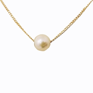 ミキモト MIKIMOTO アコヤ真珠 パール ネックレス ペンダント 金 K14 585 S.M刻印 ゴールド ホワイト 0222 レディース