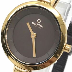 超美品 OBAKU オバク 腕時計 V129LXVNMN クオーツ アナログ ラウンド ブラウン コレクション ウォッチ 箱付 電池交換済み 動作確認済み