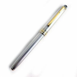 美品◆MONTBLANC モンブラン マイスターシュテュック ソリテール SV925 ホワイトスター ペン先18K Mニブ 万年筆 銀×金 独製 総重量28.64g