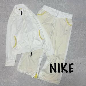 Japanese label Y2K NIKE ナイキ メッシュ　レディース　M ジップアップ　ジャージ　セットアップ 上下セット　ホワイト 白 R6710HF MM