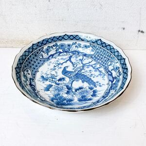 246＊中古 大皿 大盛皿 孔雀 尺皿 約32cm 現状品＊