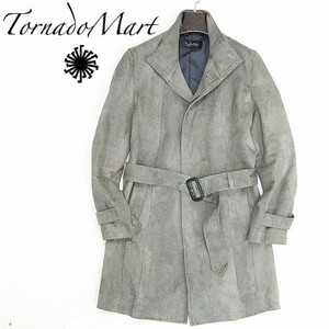 ◆TORNADO MART トルネードマート スエード調 ベルテッド コート グレー M