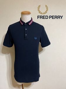 FRED PERRY フレッドペリー 鹿の子 ポロシャツ トップス ネイビー サイズS 半袖 濃紺 ヒットユニオン M6200