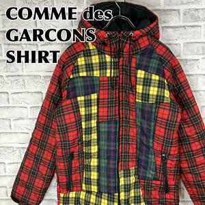 COMME des GARCONS SHIRT コムデギャルソンシャツ 中綿ジャケット クレイジーチェック 切替 ドッキング 冬服 秋服 古着 アウター 防寒