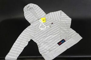 トミーヒルフィガー レディース フーディ パーカー ストライプ グレー 裏毛 サイズS Tommy Hilfiger★送料520円★