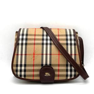 1円 極美品 Burberrys BURBERRY バーバリー ノバチェック シャドーホース ブラウン ショルダーバッグ ヴィンテージ