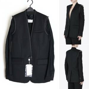 Maison Margiela 新品 国内正規品 Deconstructed wool Blazer 17AW ノーカラージャケット 38 テーラード ウール ツイル サージ イタリア