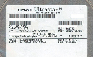 HITACHI製HDD HUA721010KLA330 1.0TB SATA300 7200rpm [管理:1000018232]