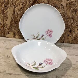 ノリタケ　コンテンポラリー　プレート皿　深皿　2枚セット　Noritake ホワイト　花柄　洋食器　佐川急便対応のみ