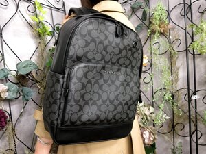 未使用 保管品●COACH コーチ●メンズ●グラハム バックパック シグネチャー●PVC カーフ レザー●リュックサック●グレー 黒●A4●Js53695