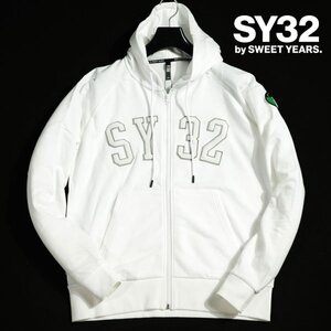 新品1円～★定価1.9万 SY32 by SWEET YEARS エスワイサーティトゥ メンズ サガラワッペン ジップフーディー XL パーカー 白 ◆A1413◆