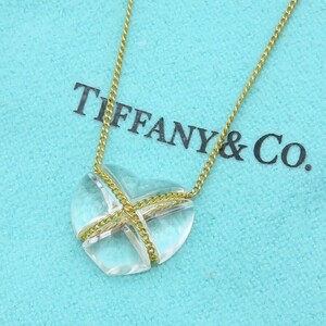 【送料無料】 未使用 Tiffany&Co. ティファニー イエロー ゴールド クリスタル ハート クロス チェーン ネックレス 750 K18 HA326