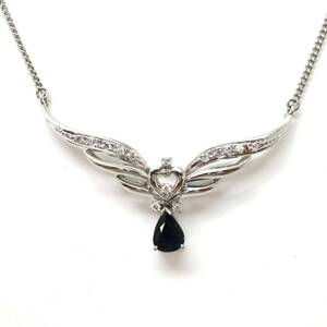 ソ付!!豪華!◆Pt900/Pt850 天然ダイヤモンド/天然サファイアネックレス◆J 約9.4g 約41.5cm diamond sapphire necklace ジュエリー EE2/EE2