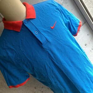 アメリカ古着 ナイキ 半袖 コットン ポロシャツ L size ブルー オレンジ スポーツ U.S Used Clothing Cotton Polo Shirt Sport Wear