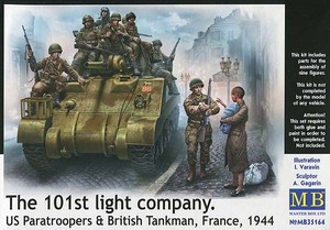 マスターボックス MB35164 1/35 英戦車兵+米降下兵7体+子供を抱いた女性・フランス1944