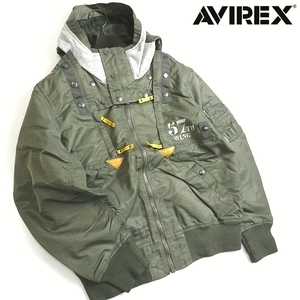 AVIREX アヴィレックス 定3.9万 高耐久ナイロン×コットンスウェット ミリタリージャケット ライトMA-1 3152007 401 XL ▲079▼kkf164us